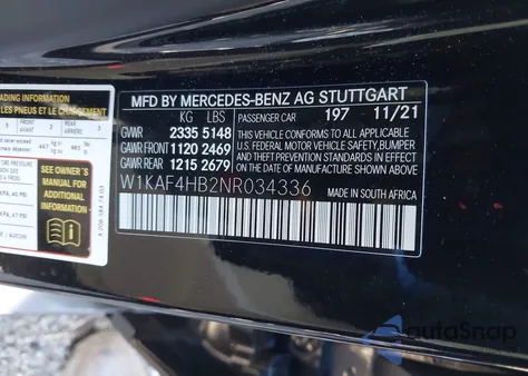 2022 Mercedes-Benz C 300 4Matic из США, поврежденный, VIN W1KAF4HB2NR034336